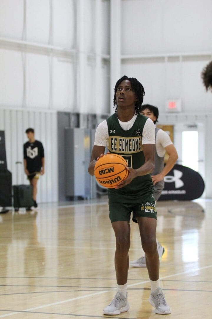 Teen athlete lining up free throw