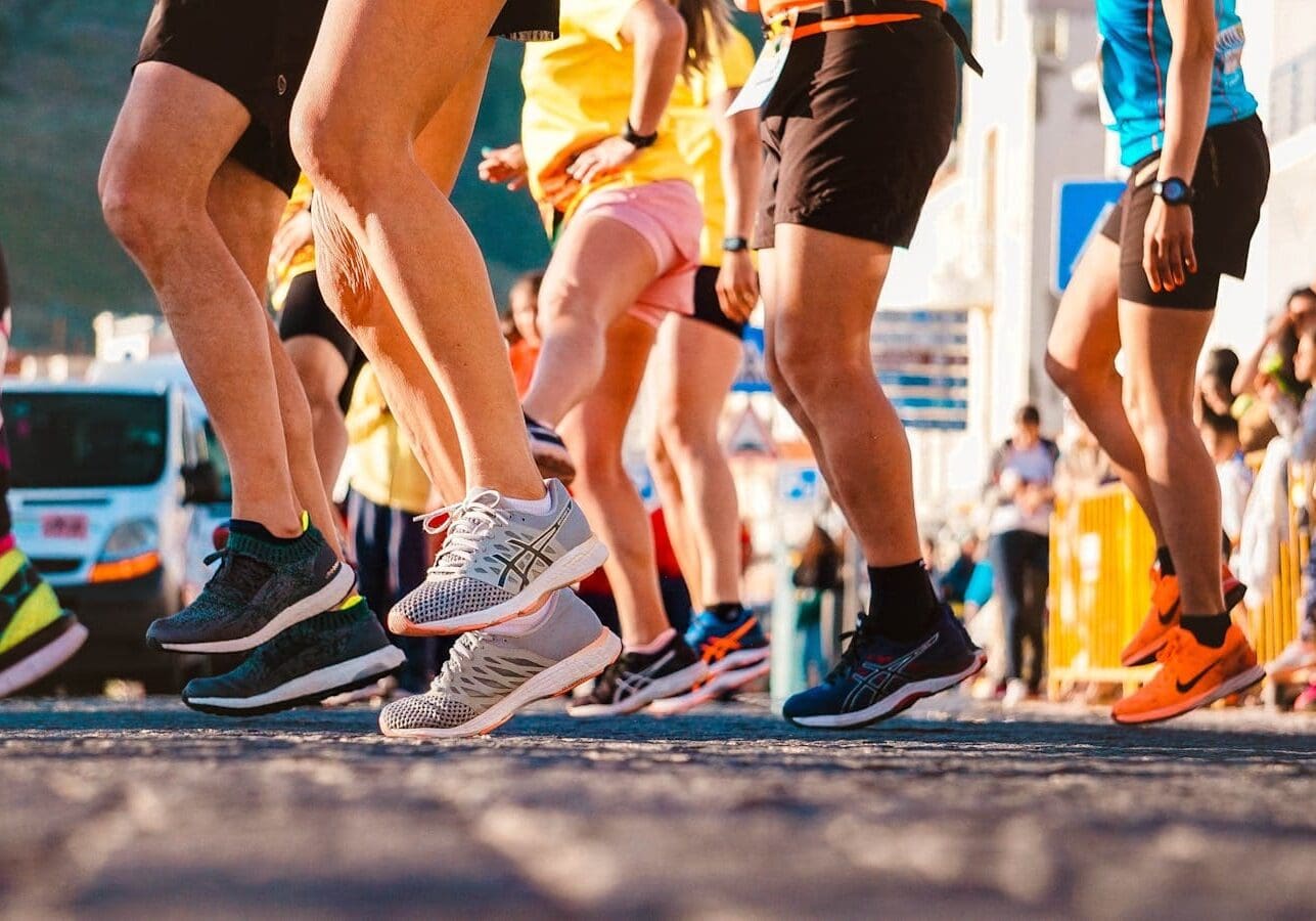 Young athlete training in running gear